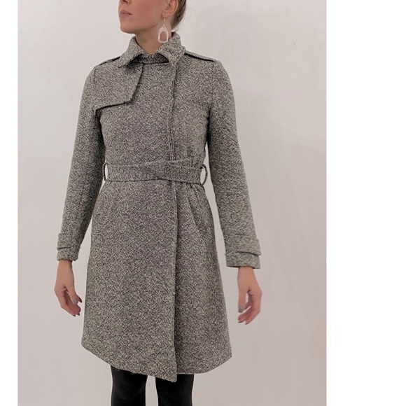 Club Monaco grey tweed trench, size M - Picture 5 of 6